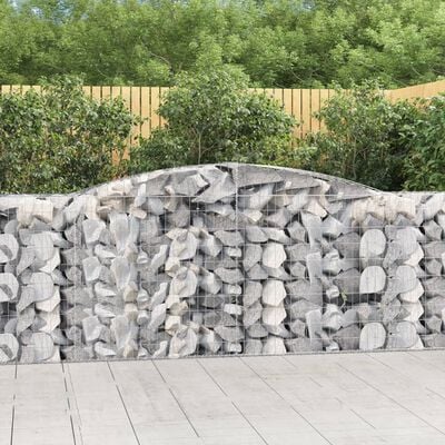 FurniShip Arched Gabion Basket 157.5"x19.7"x39.4"/47.2" Galvanized Iron