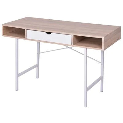 FurniShip Desk with 1 Drawer Oak and White