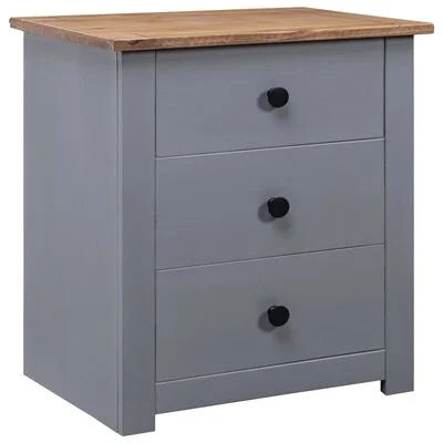 FurniShip Bedside Cabinet Gray 18.1"x15.7"x22.4" Pinewood Panama Range