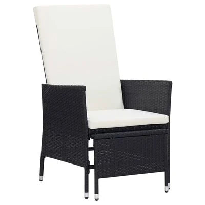 FurniShip Reclining Patio Chair with Cushions Poly Rattan Black