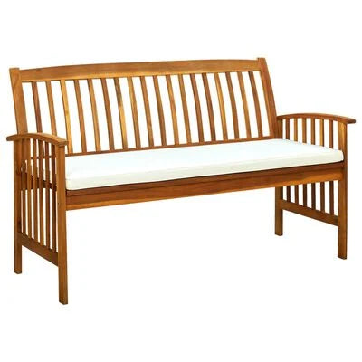 FurniShip Patio Bench with Cushion 57.9" Solid Acacia Wood