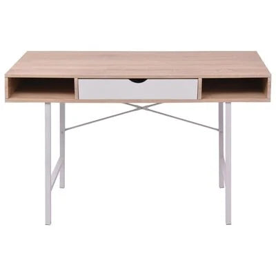 FurniShip Desk with 1 Drawer Oak and White