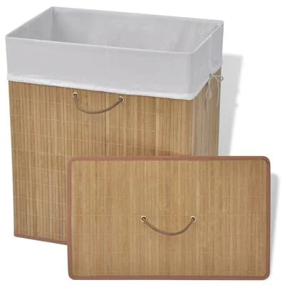 FurniShip Bamboo Laundry Bin Rectangular Natural