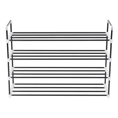 FurniShip Shoe Rack with 4 Shelves Metal and Plastic Black