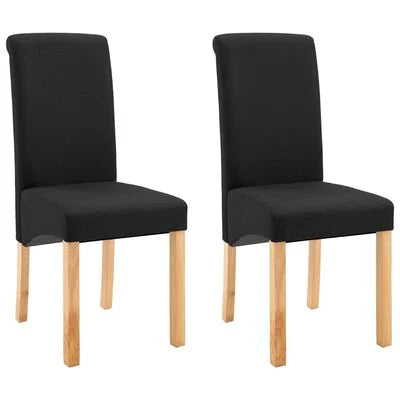 FurniShip Dining Chairs 2 pcs Black Fabric