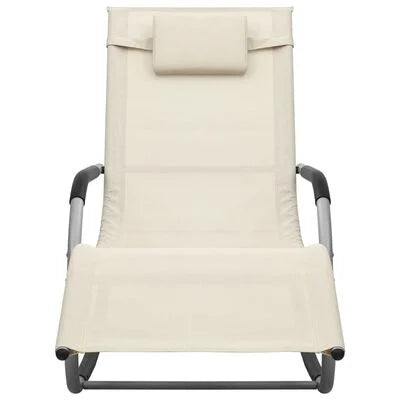 FurniShip Sun Lounger Textilene Cream and Gray