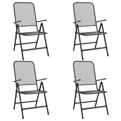 FurniShip Folding Patio Chairs 4 pcs Expanded Metal Mesh Anthracite