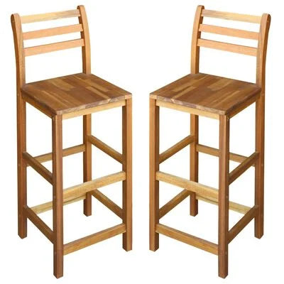 FurniShip Bar Chairs 2 pcs Solid Acacia Wood