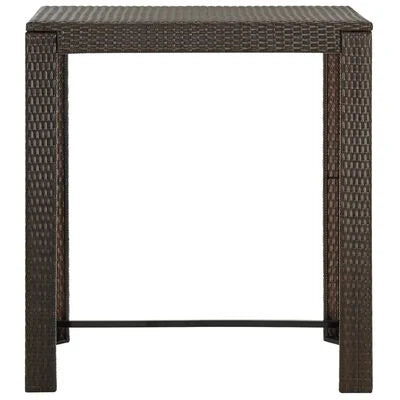 FurniShip Patio Bar Table Brown 39.4"x23.8"x43.5" Poly Rattan