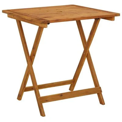 FurniShip Folding Patio Table 27.6"x27.6"x29.5" Solid Acacia Wood