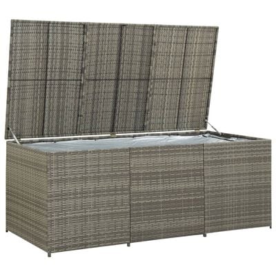 FurniShip Patio Storage Box Poly Rattan 70.9"x35.4"x27.6" Gray