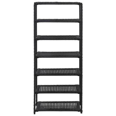 FurniShip Shoe Rack Black 19.7"x11.8"x47.2" Poly Rattan